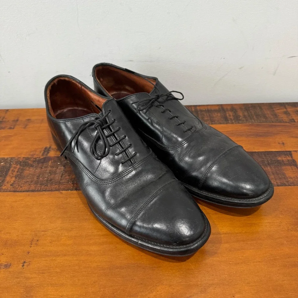 Allen Edmonds Mens 10.5 Park Avenue Black Leather Cap Toe Oxford Dress Shoes USA